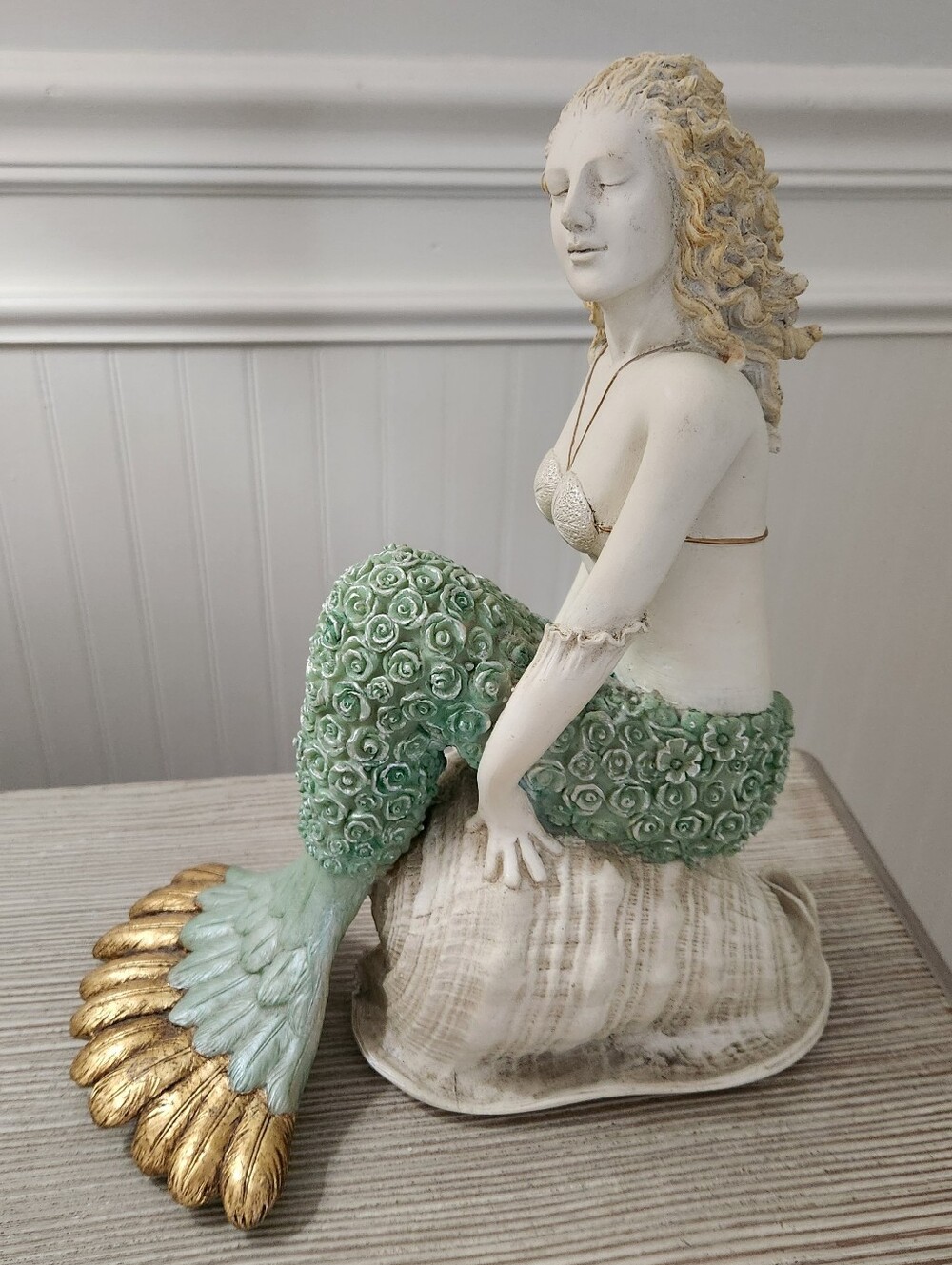 C2C Designs Mermaid Sitting On Shelf Sculpture Resin Figurine Vintage Style